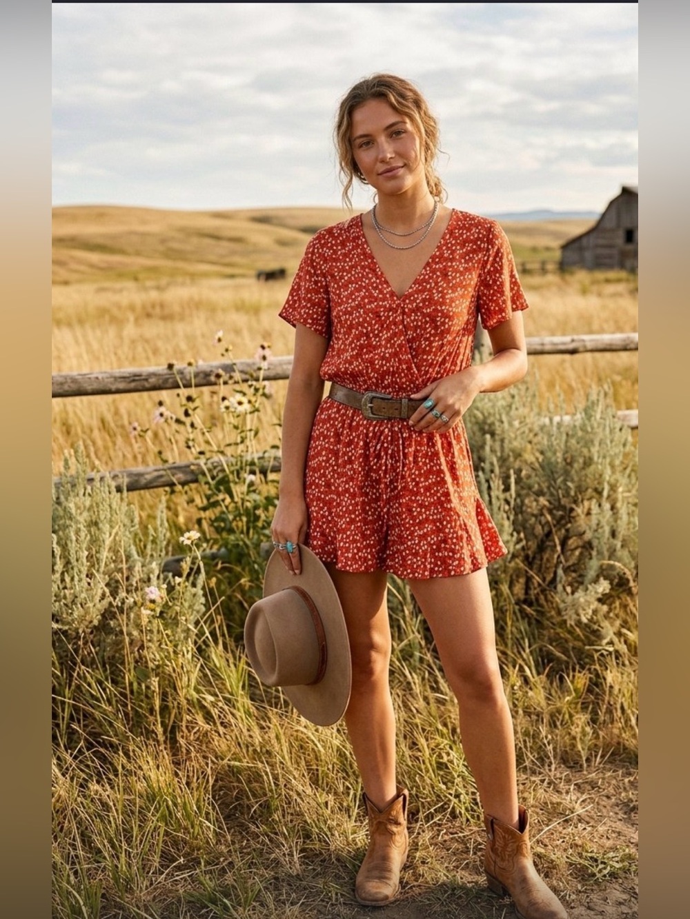SugarLips Women Size M Floral Romper Boho Western Prairie